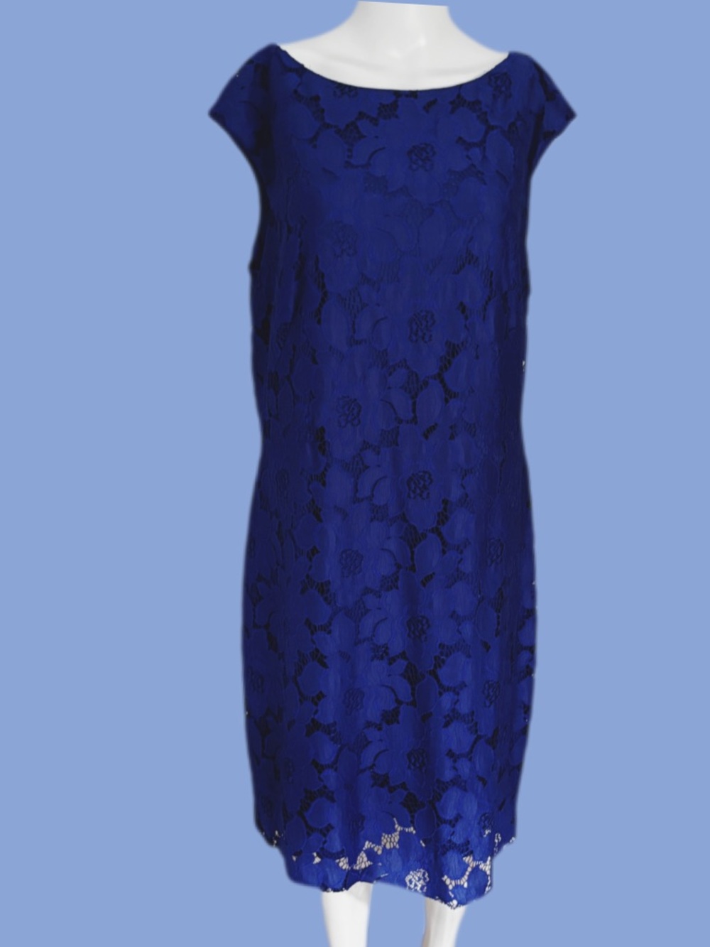 Chaps Blue Floral Lace Midi Dress